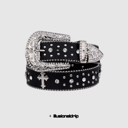 Motif Rhinestone Belt